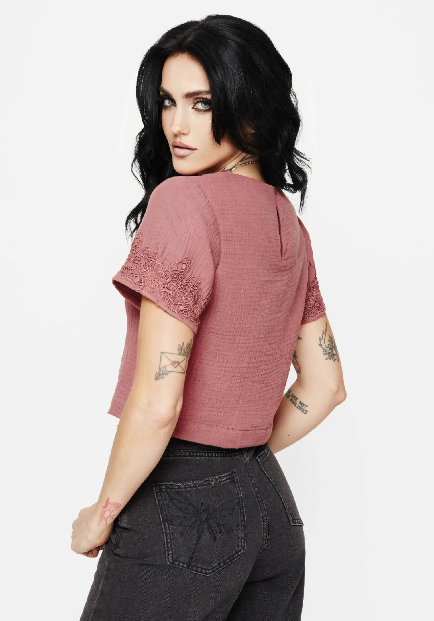 Rosamoth Applique Trim Cotton Short Sleeve Top