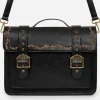 Rosamoth Buckle Vine Embroidered Satchel Bag - Black