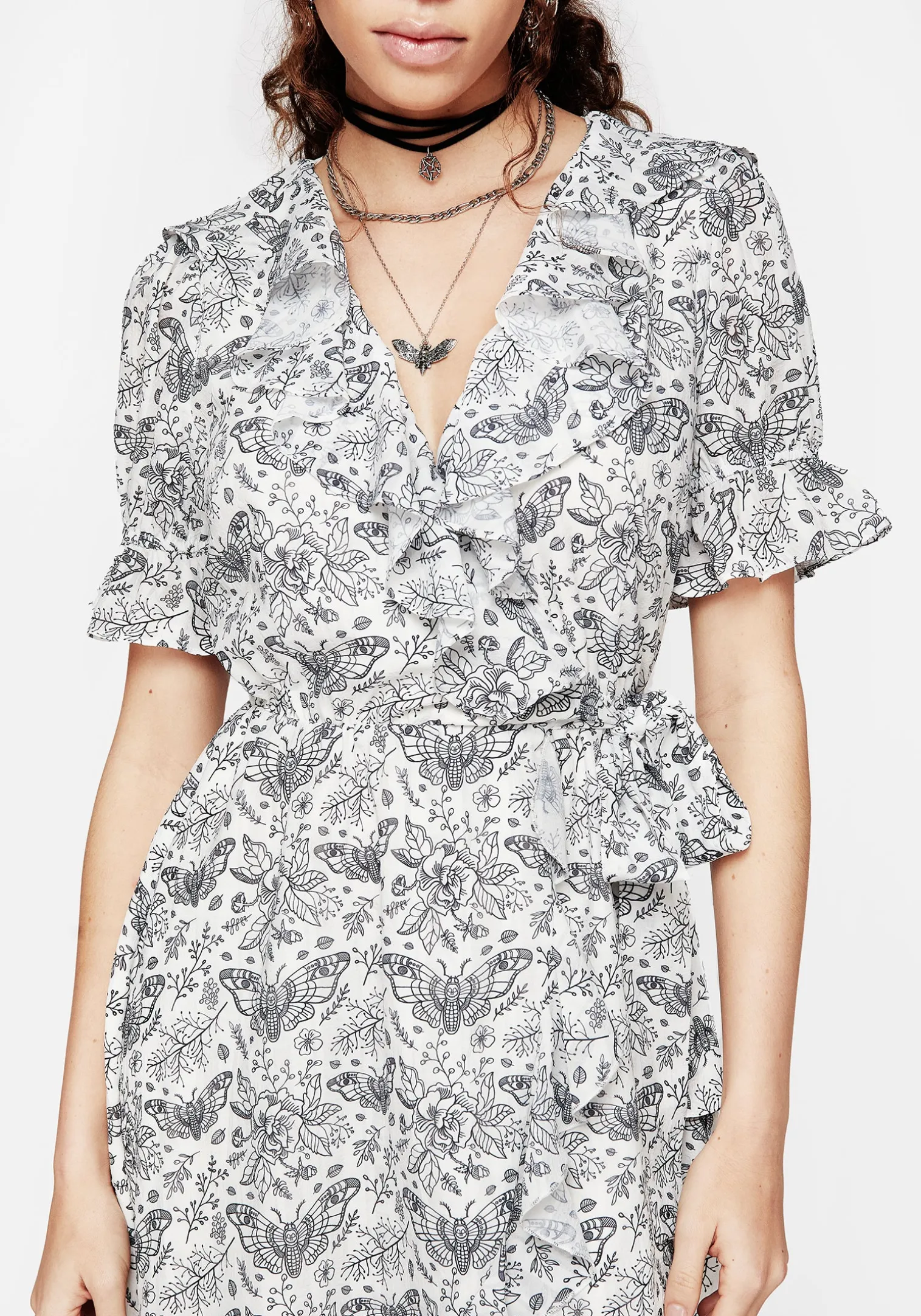 Rosamoth Chiffon Mini Wrap Dress - White