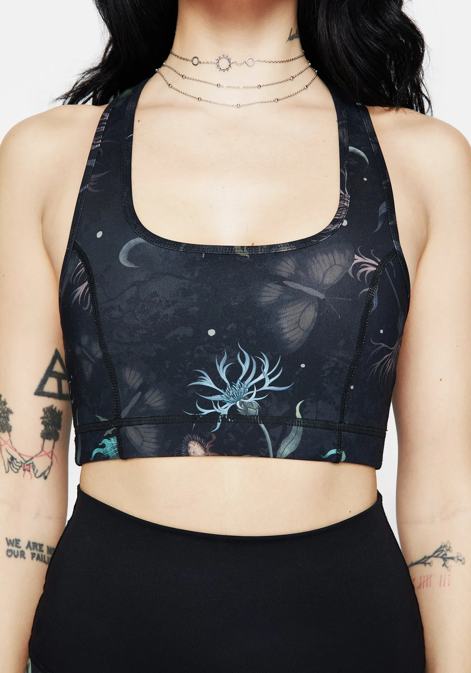 Rosanella Floral Fairy Print Racerback Athleisure Sports Bra
