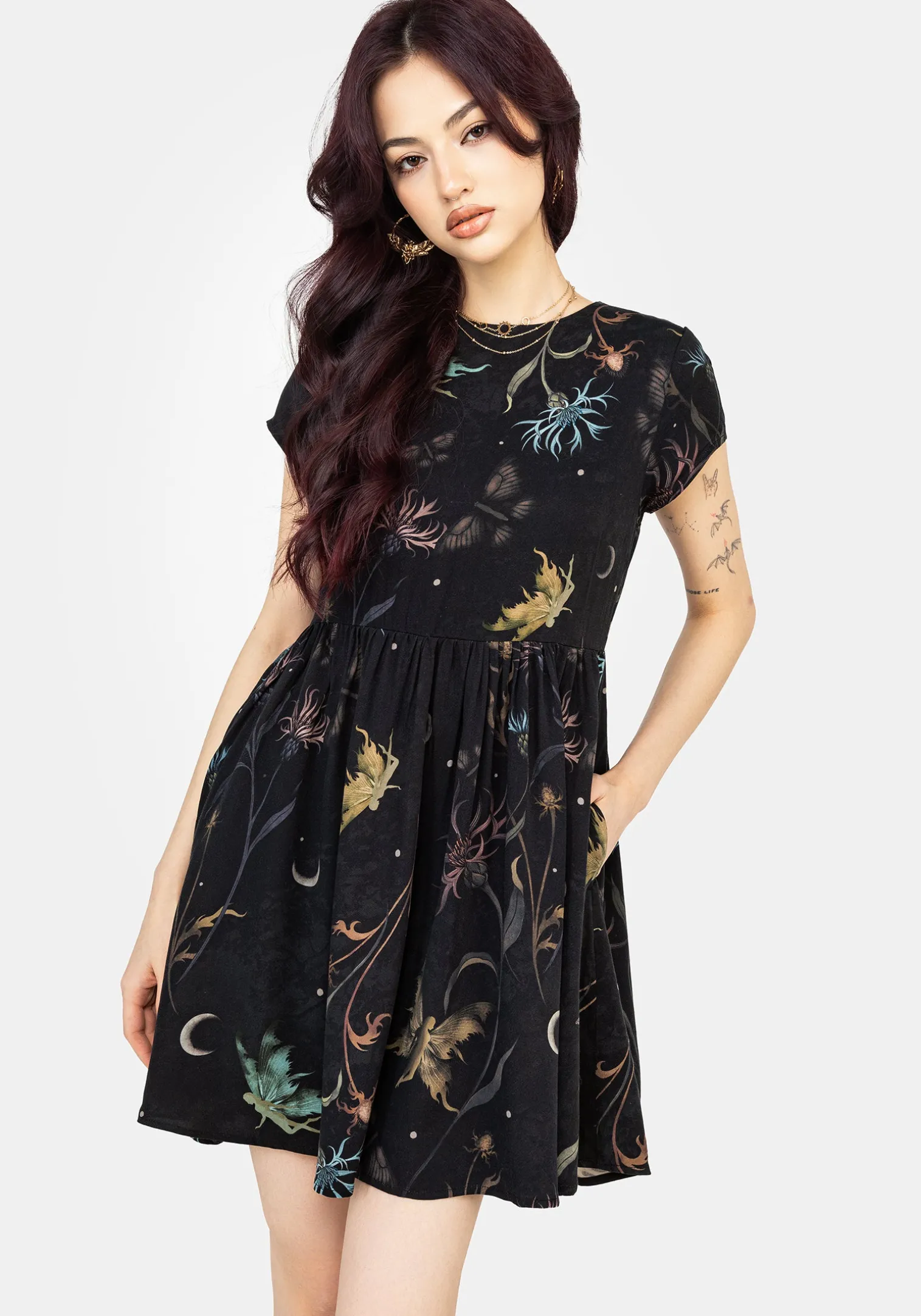 Rosanella Floral Print Mini Smock Dress