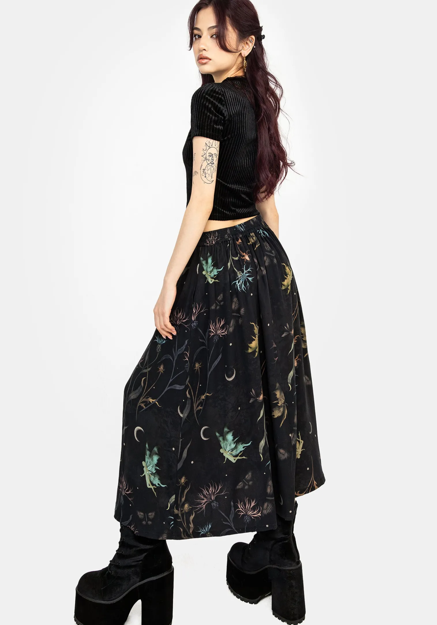 Rosanella Floral Print Midi Skirt