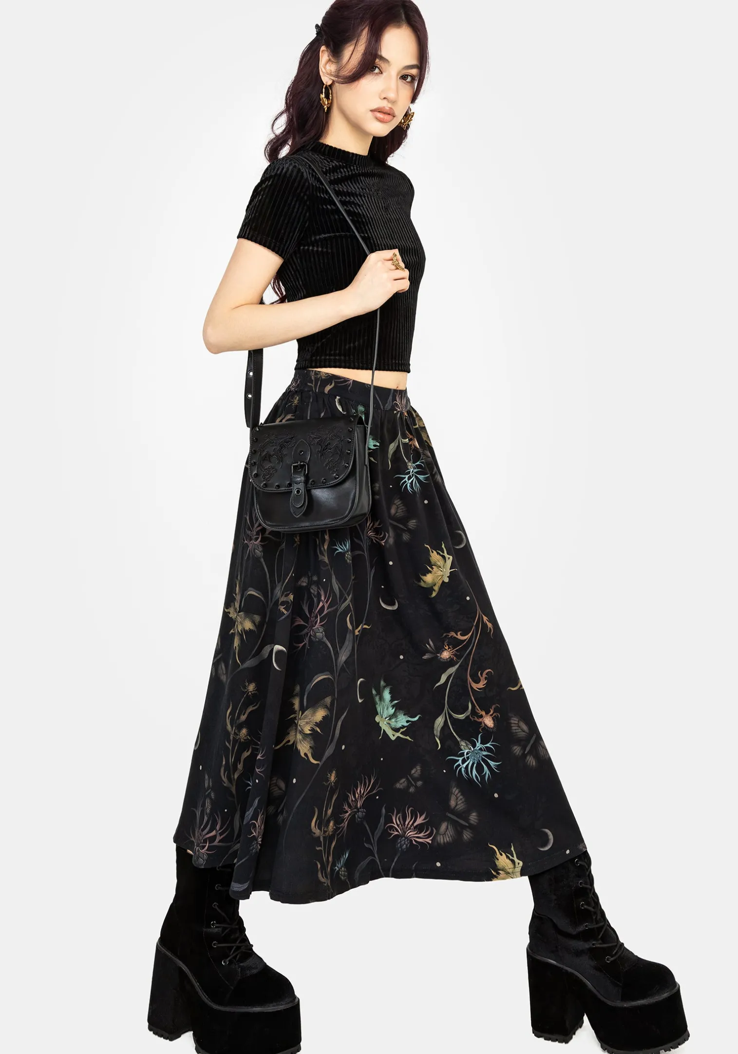 Rosanella Floral Print Midi Skirt