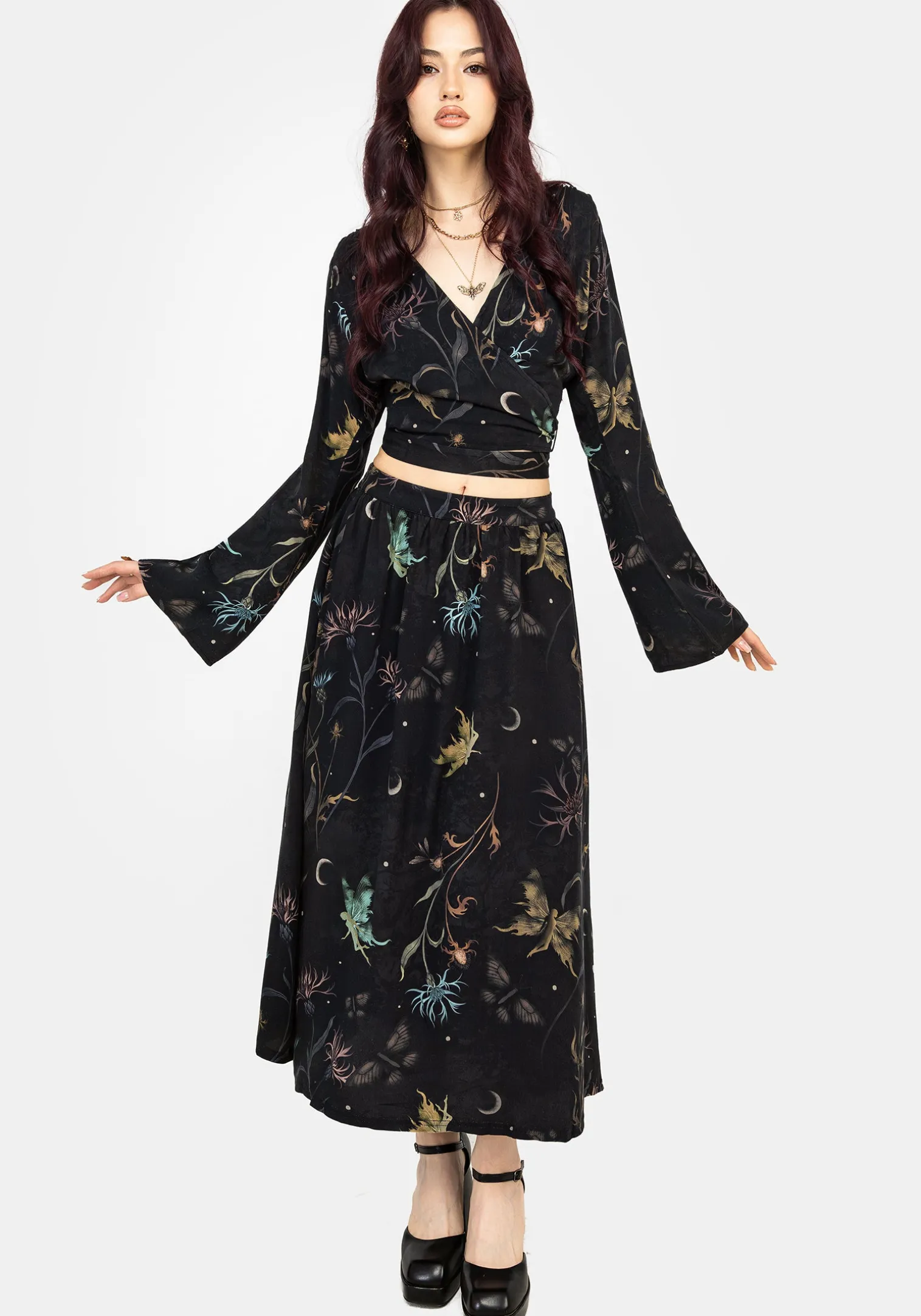 Rosanella Floral Print Midi Skirt