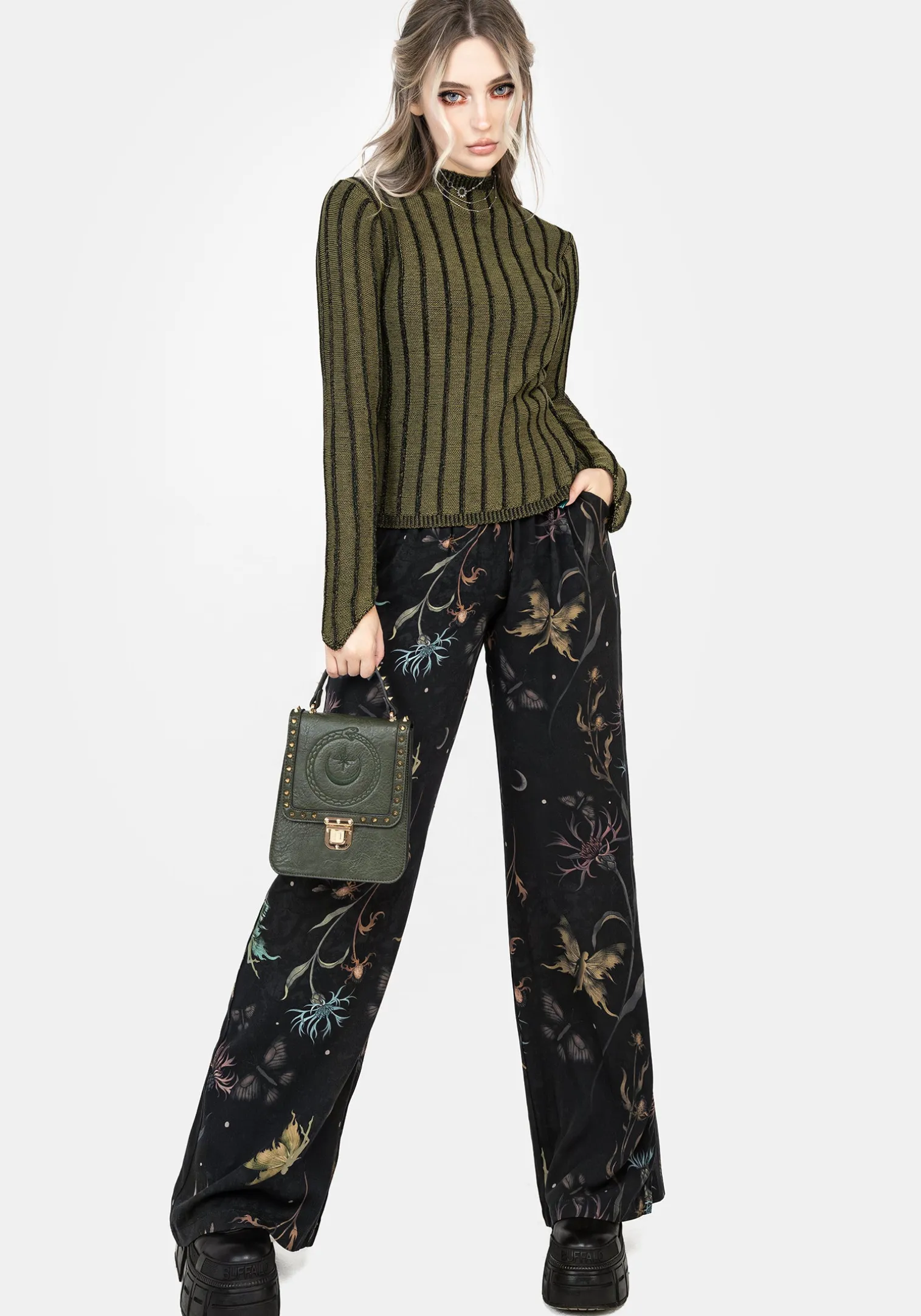 Rosanella Floral Print Straight Leg Trousers
