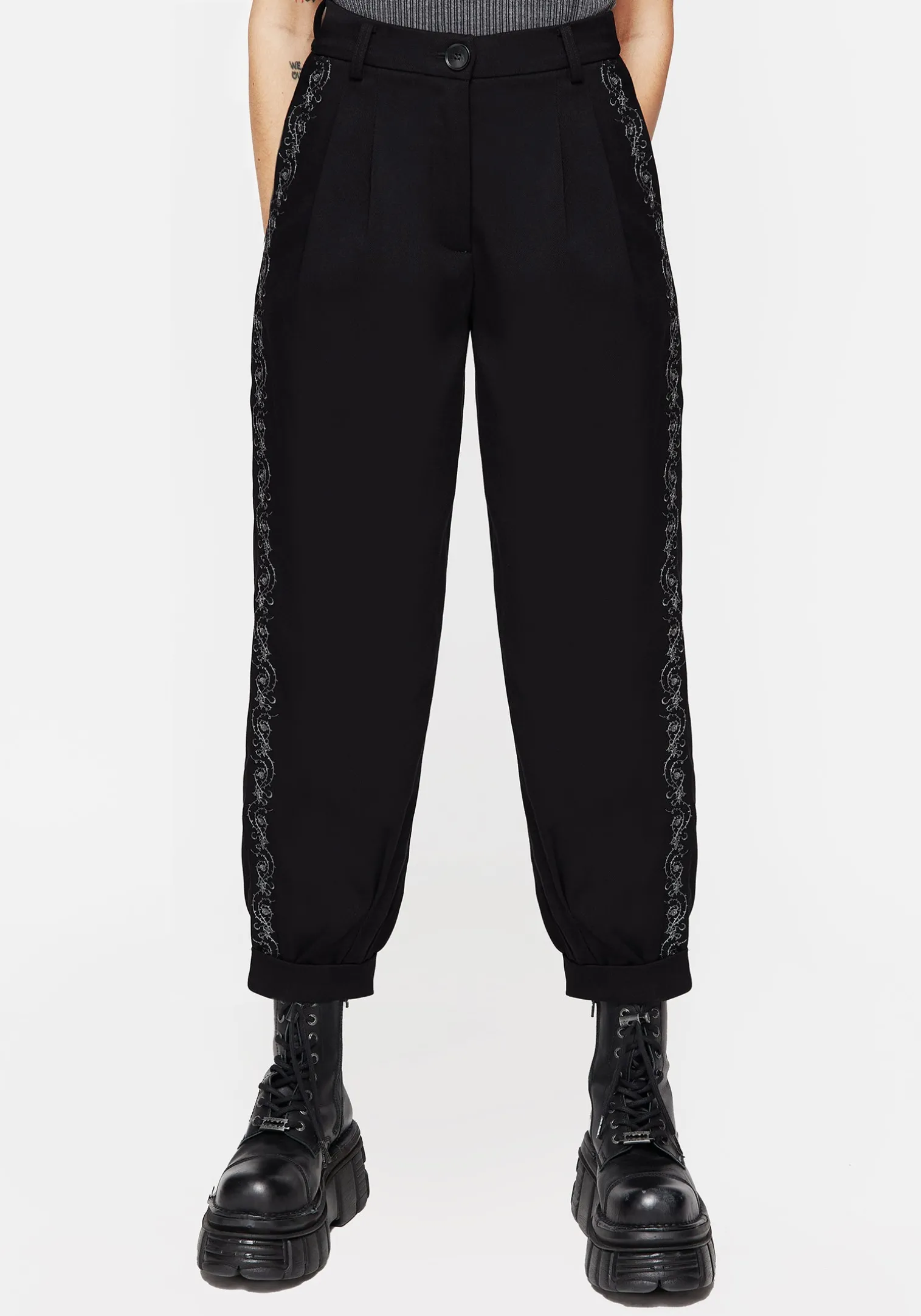 Rosethorn Embroidered Balloon Trousers