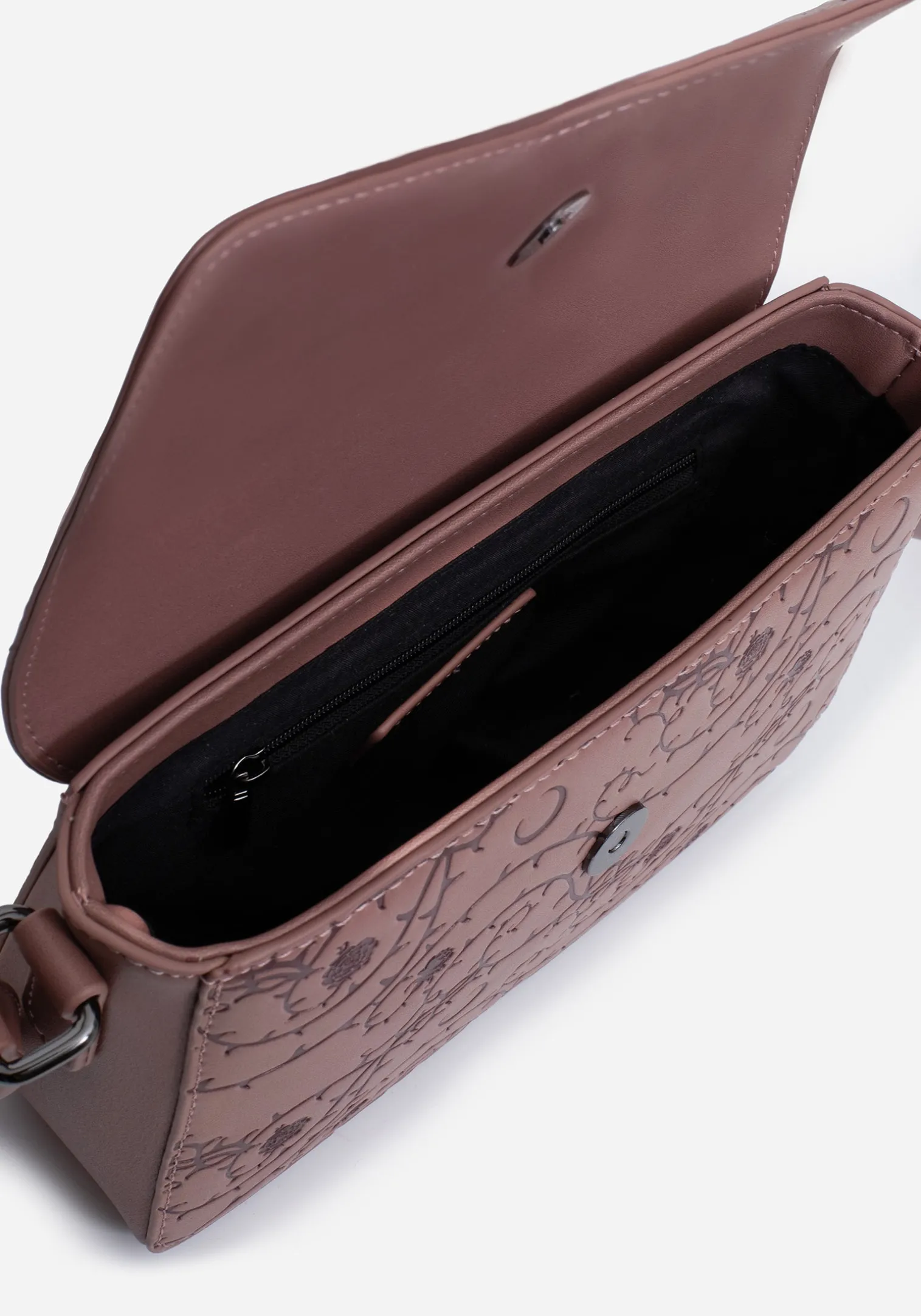Rosethorn Floral Debossed Crossbody Bag
