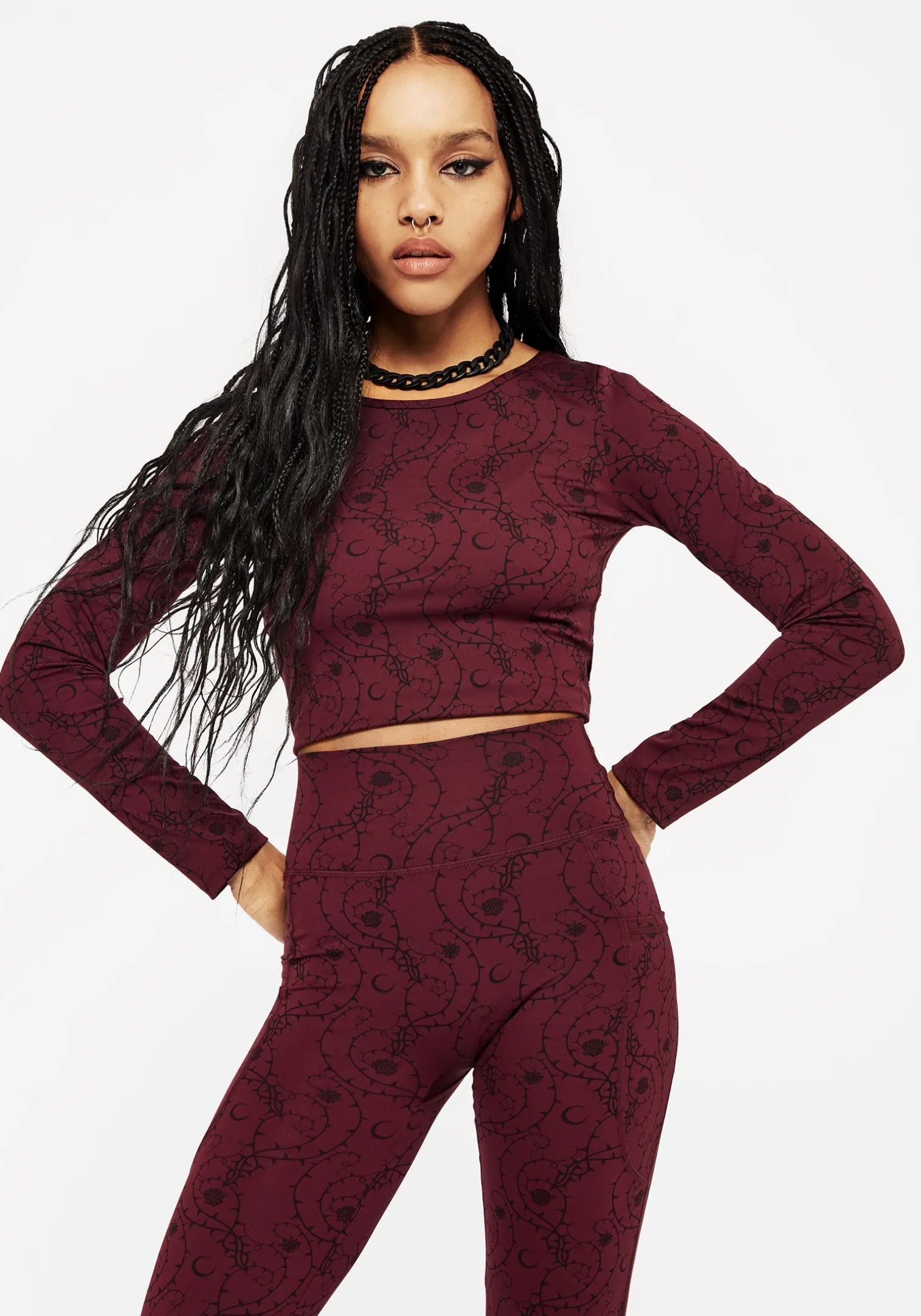 Rosethorn Floral Print Athleisure Sports Crop Top
