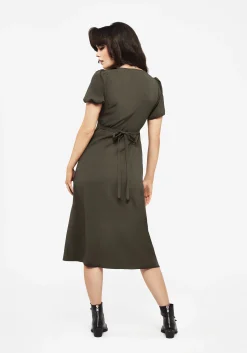 Rosette Button Up Midi Dress