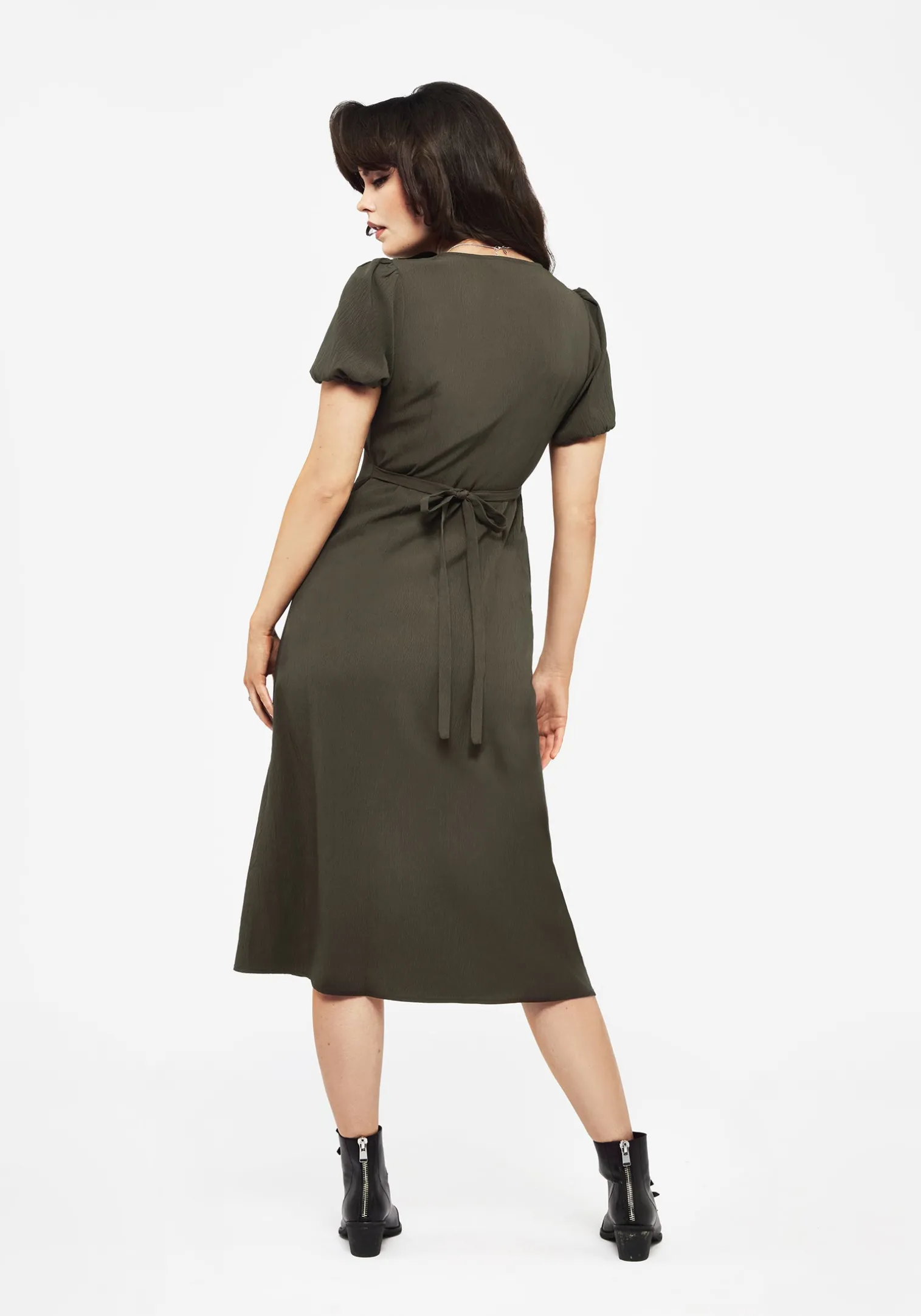 Rosette Button Up Midi Dress