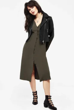Rosette Button Up Midi Dress