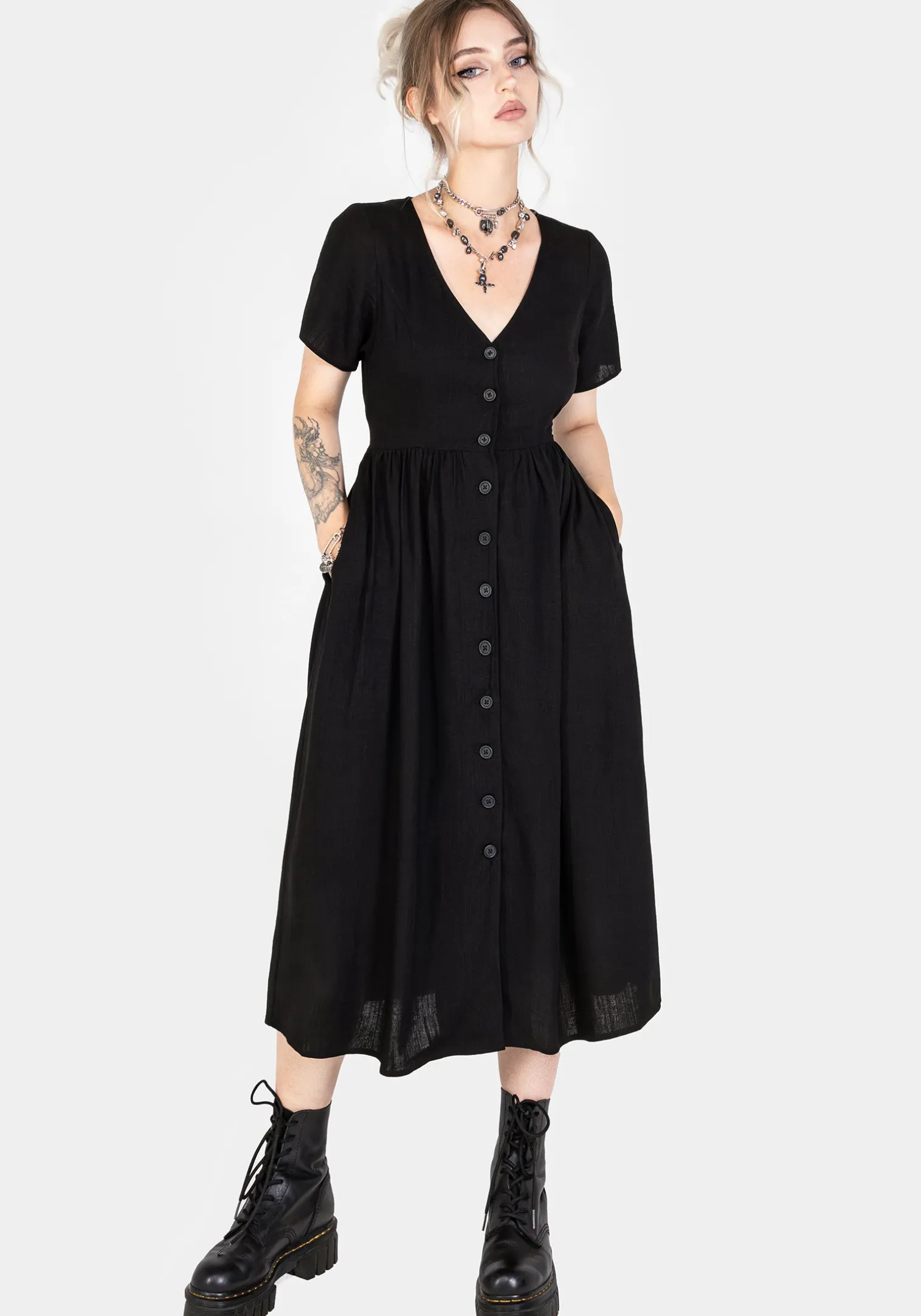 Rowan Linen Button Up Midi Dress