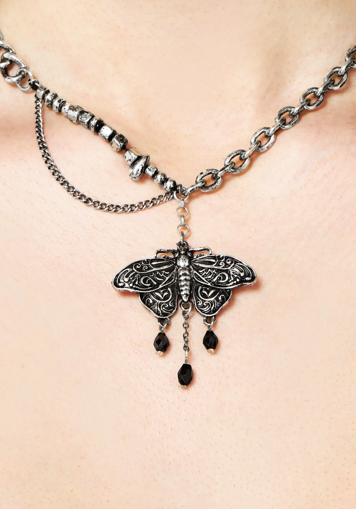 Rowan Moth Mixed Chain Necklace