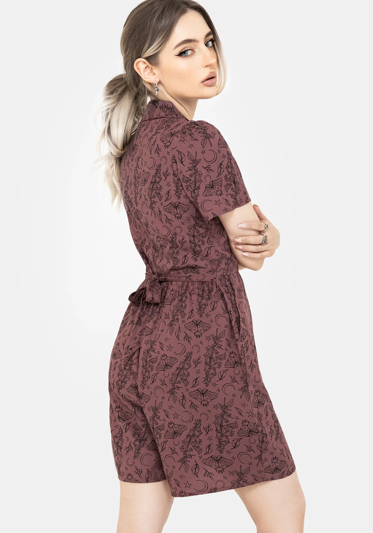 Roxana Moth Foxglove Button Down Playsuit