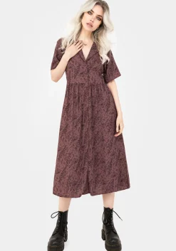 Roxana Moth Foxglove Button Down Midi Shirt Dress