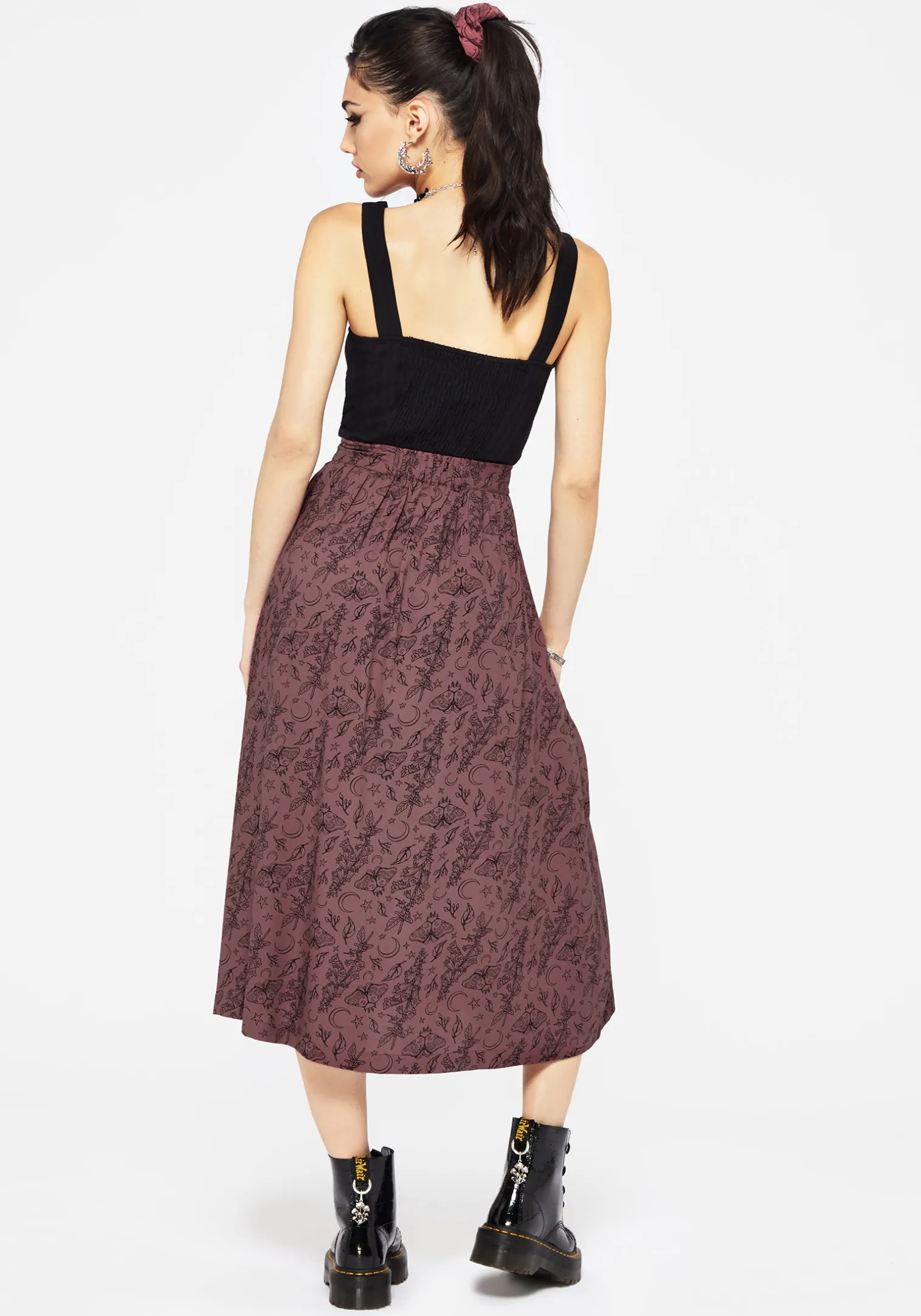 Roxana Moth Foxglove Button Down Midi Skirt