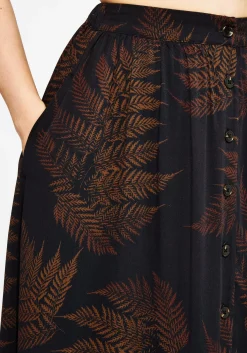 Ruin Fern Printed Midaxi Skirt - Brown