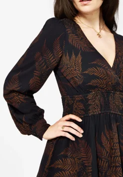 Ruin Fern Printed Mini Dress - Brown