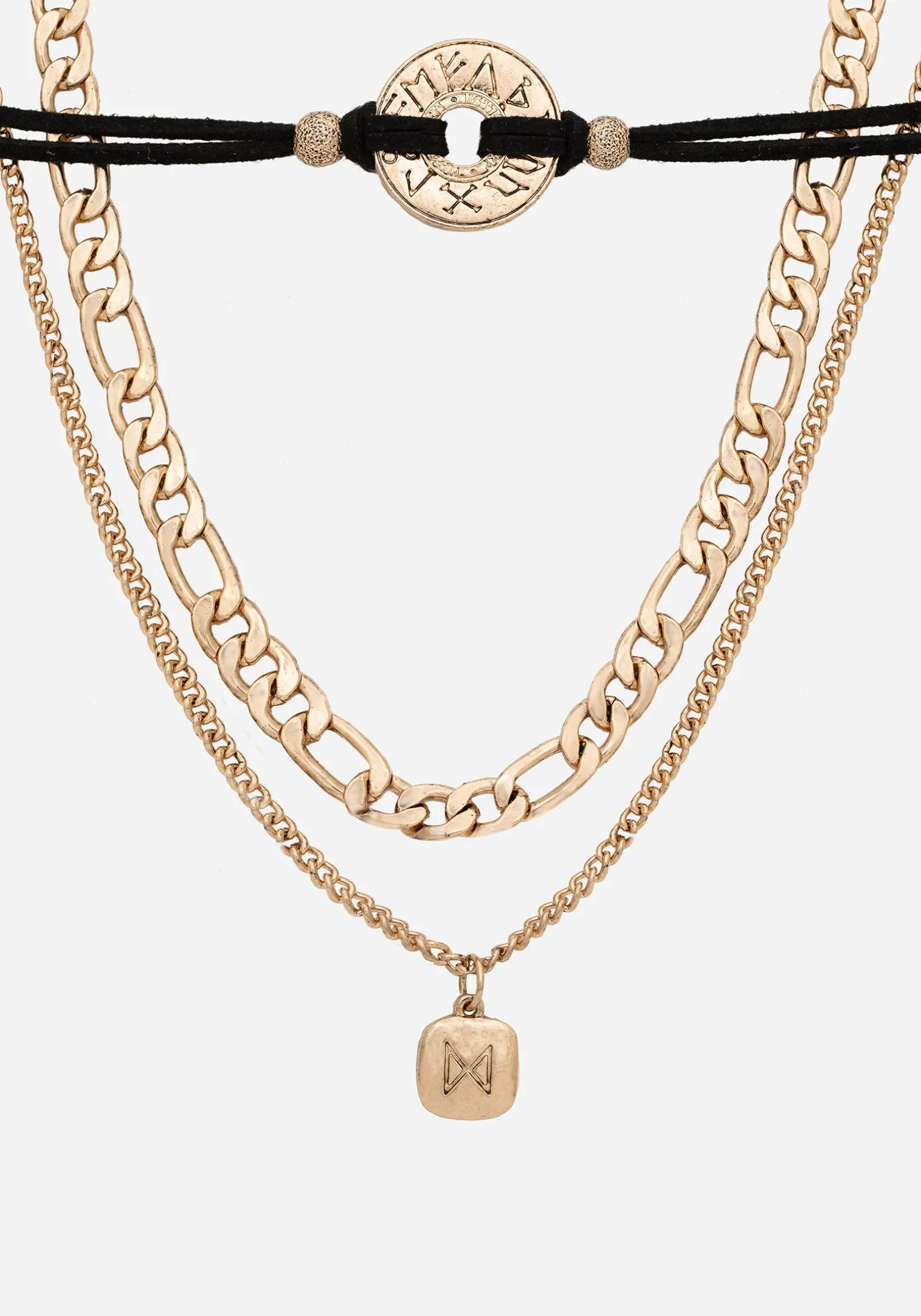 Runes Layered Necklace - Gold