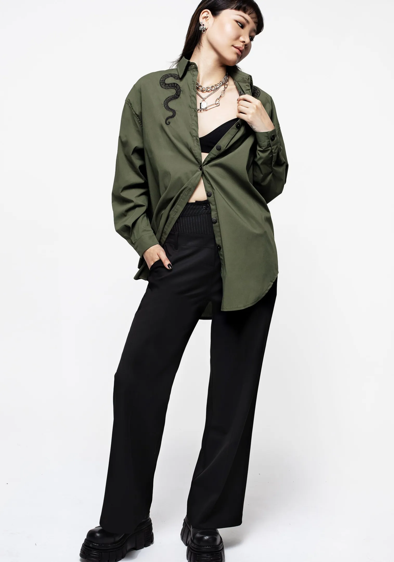 Ruthless Double Waistband Wide Leg Trousers