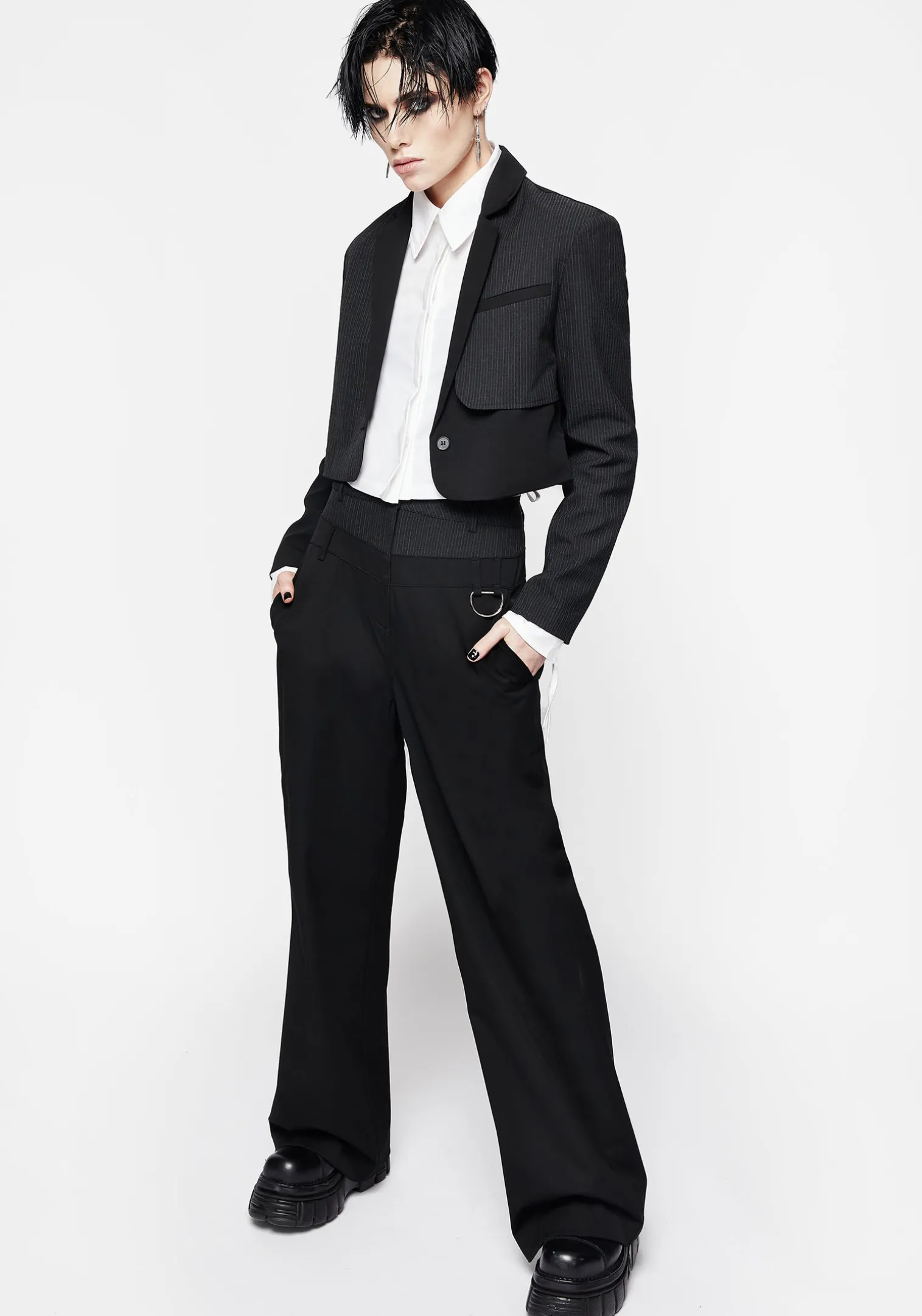Ruthless Double Waistband Wide Leg Trousers