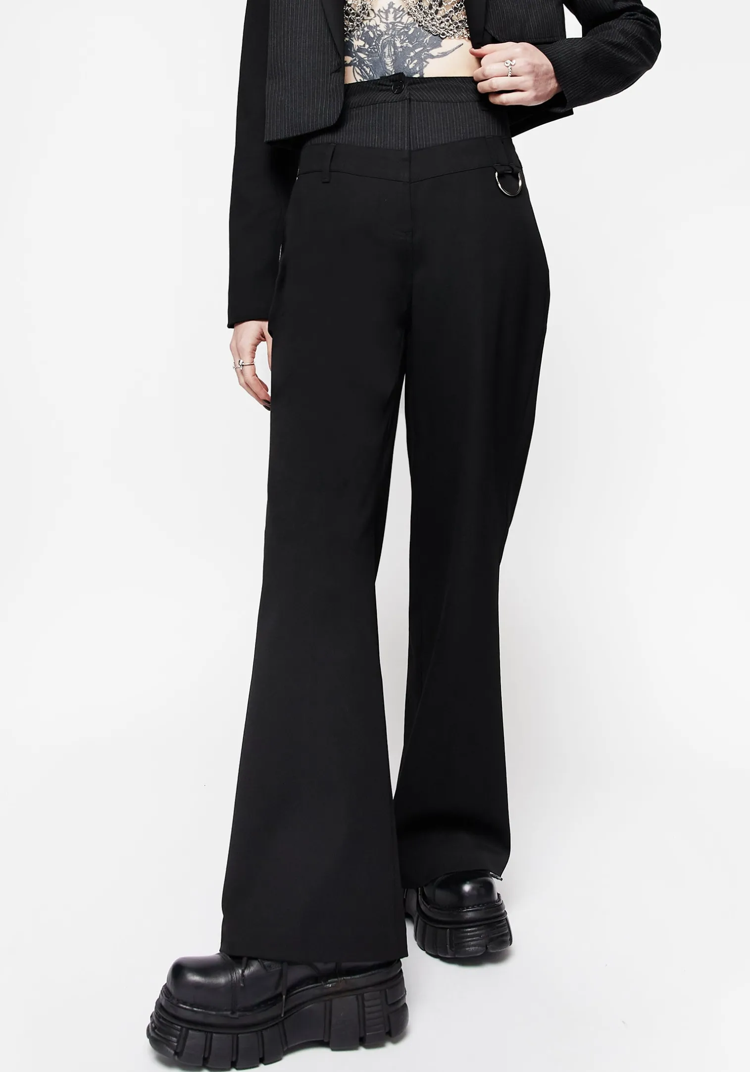 Ruthless Double Waistband Wide Leg Trousers