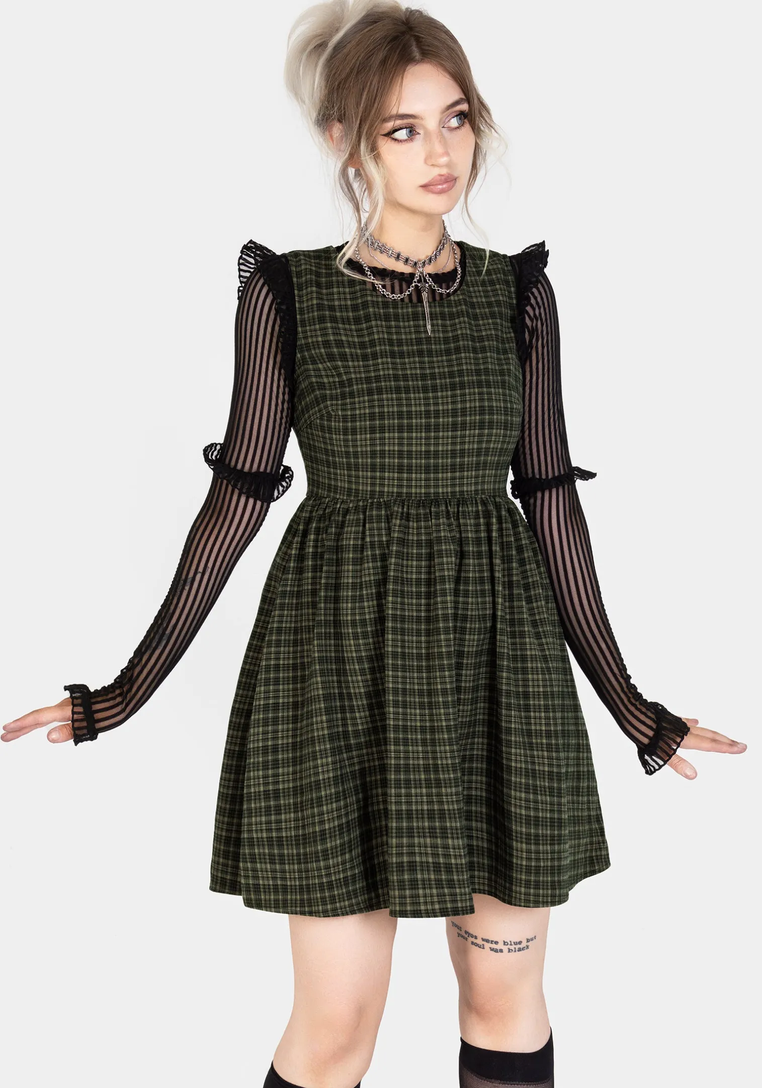 Sabine Check Mini Skater Dress