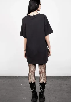 Sad Poets Washed Black Oversized Tee Dress
