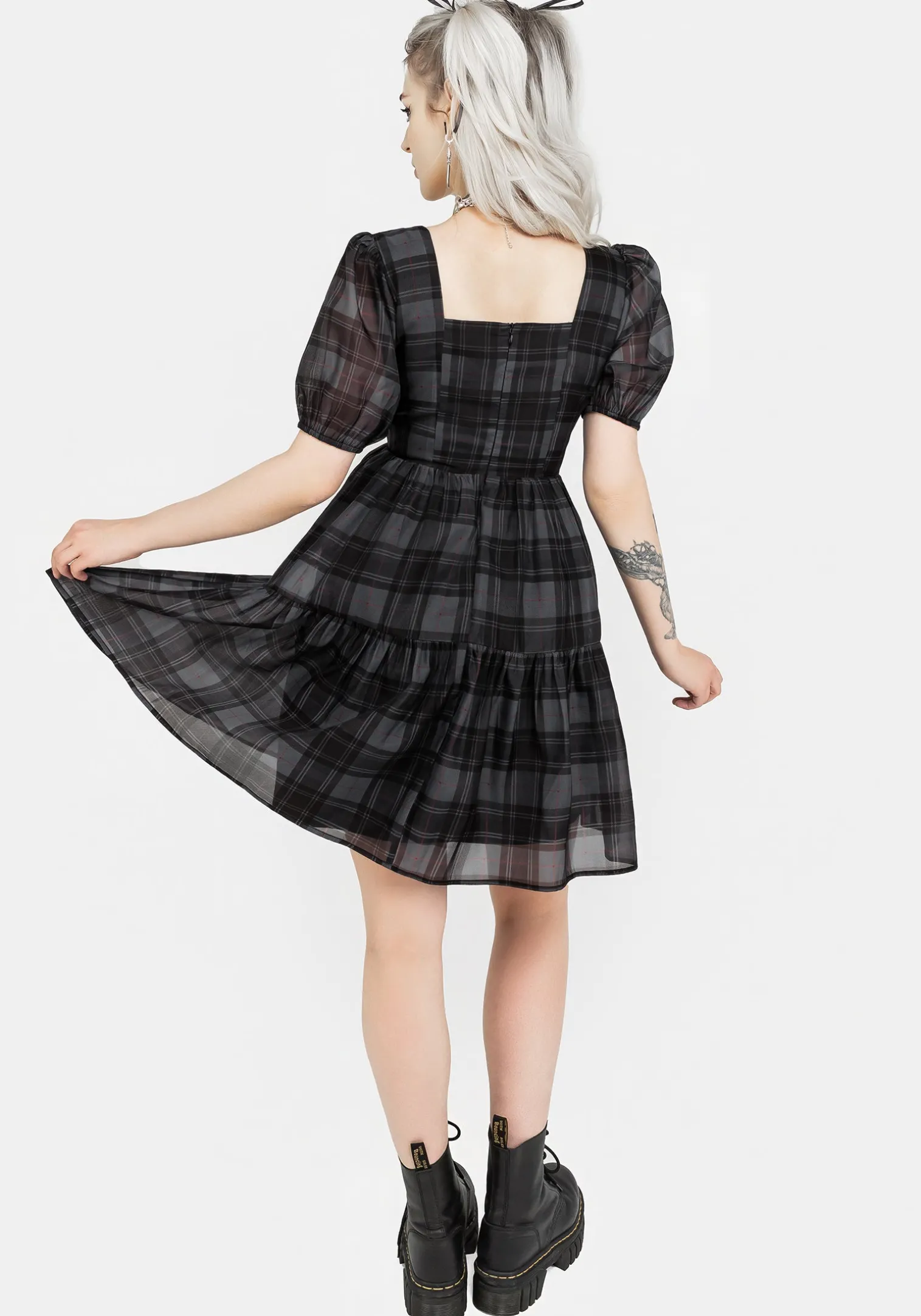 Salome Organza Check Mini Dress