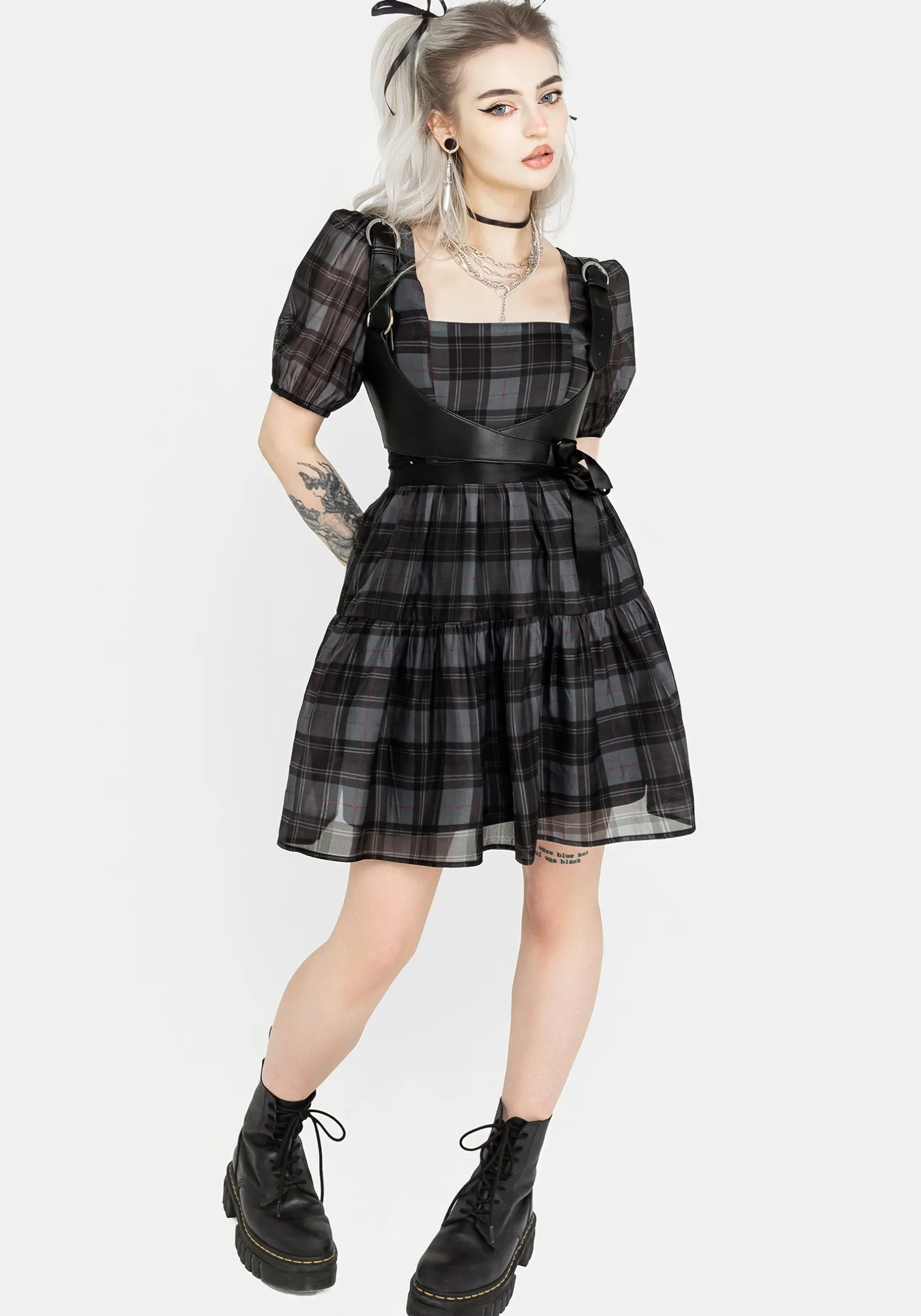 Salome Organza Check Mini Dress