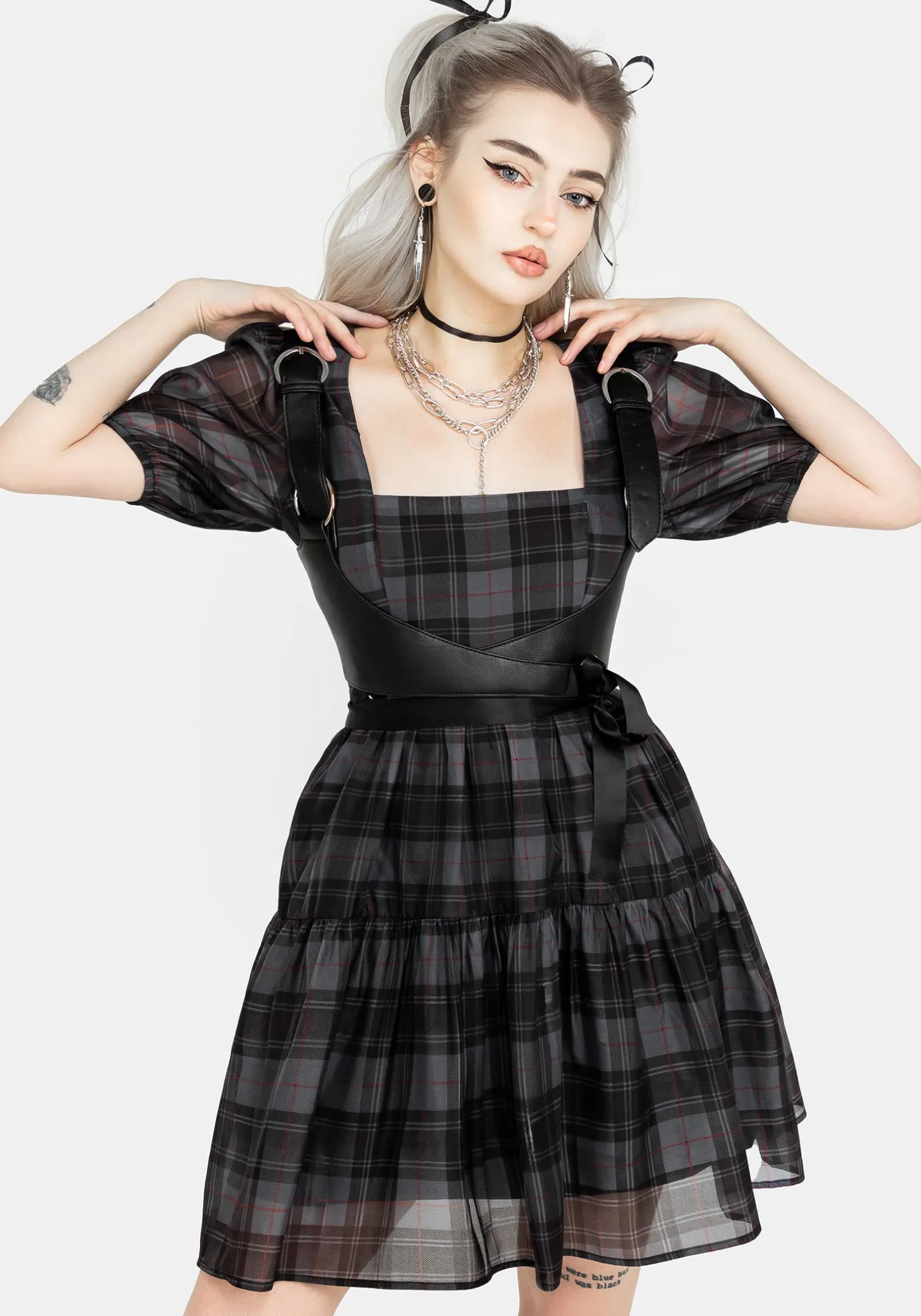 Salome Organza Check Mini Dress