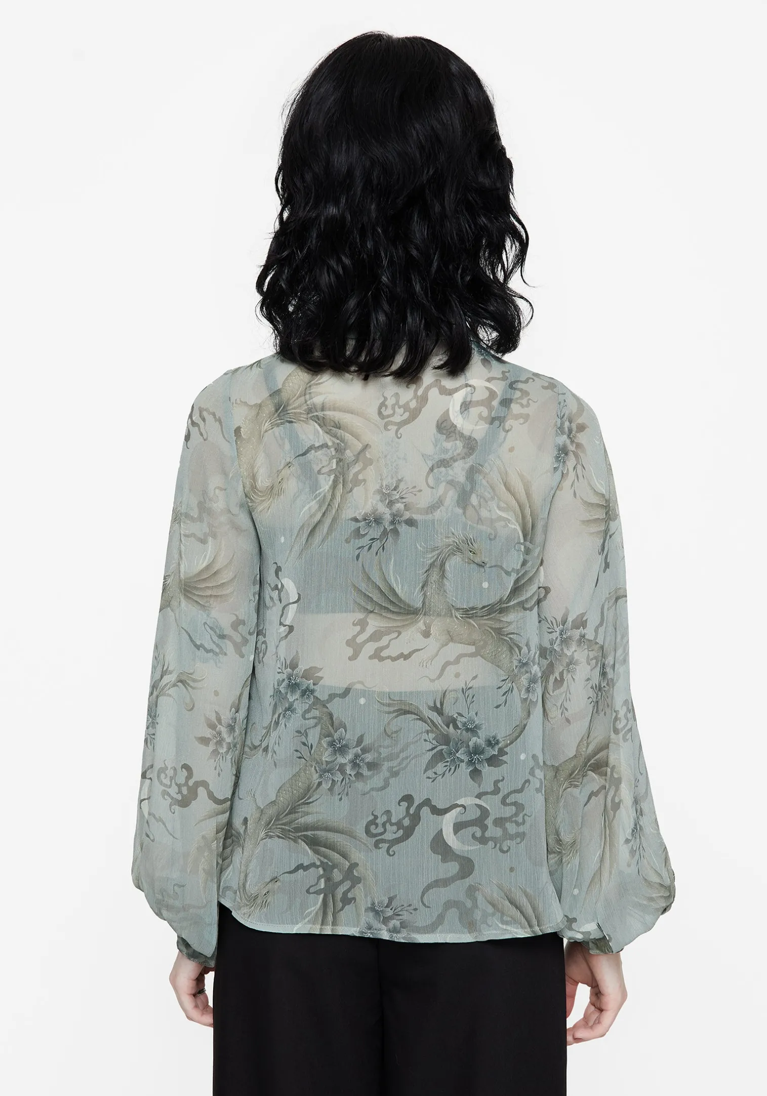 Sapphira Dragon Print Button Up Shirt