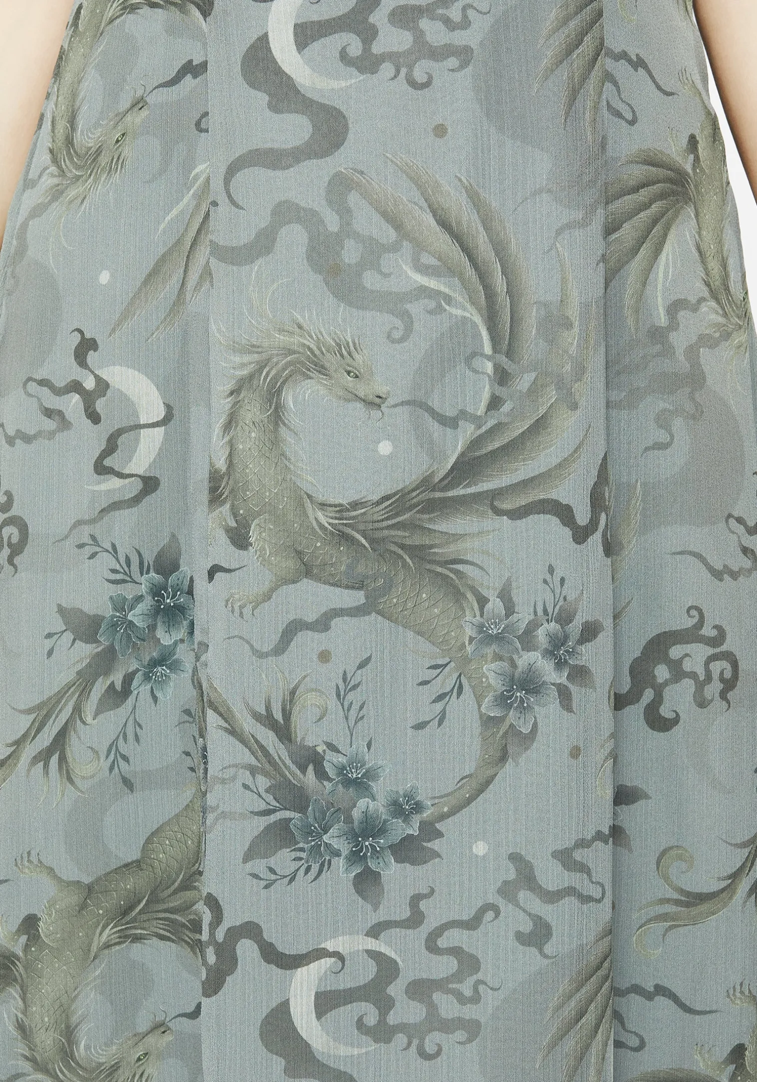 Sapphira Dragon Print Chiffon Midaxi Slip Dress