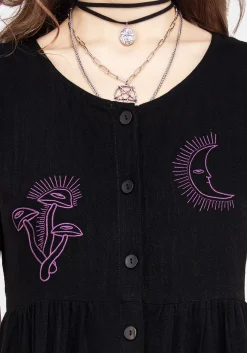 Scutellaria Embroidered Button Up Mini Dress