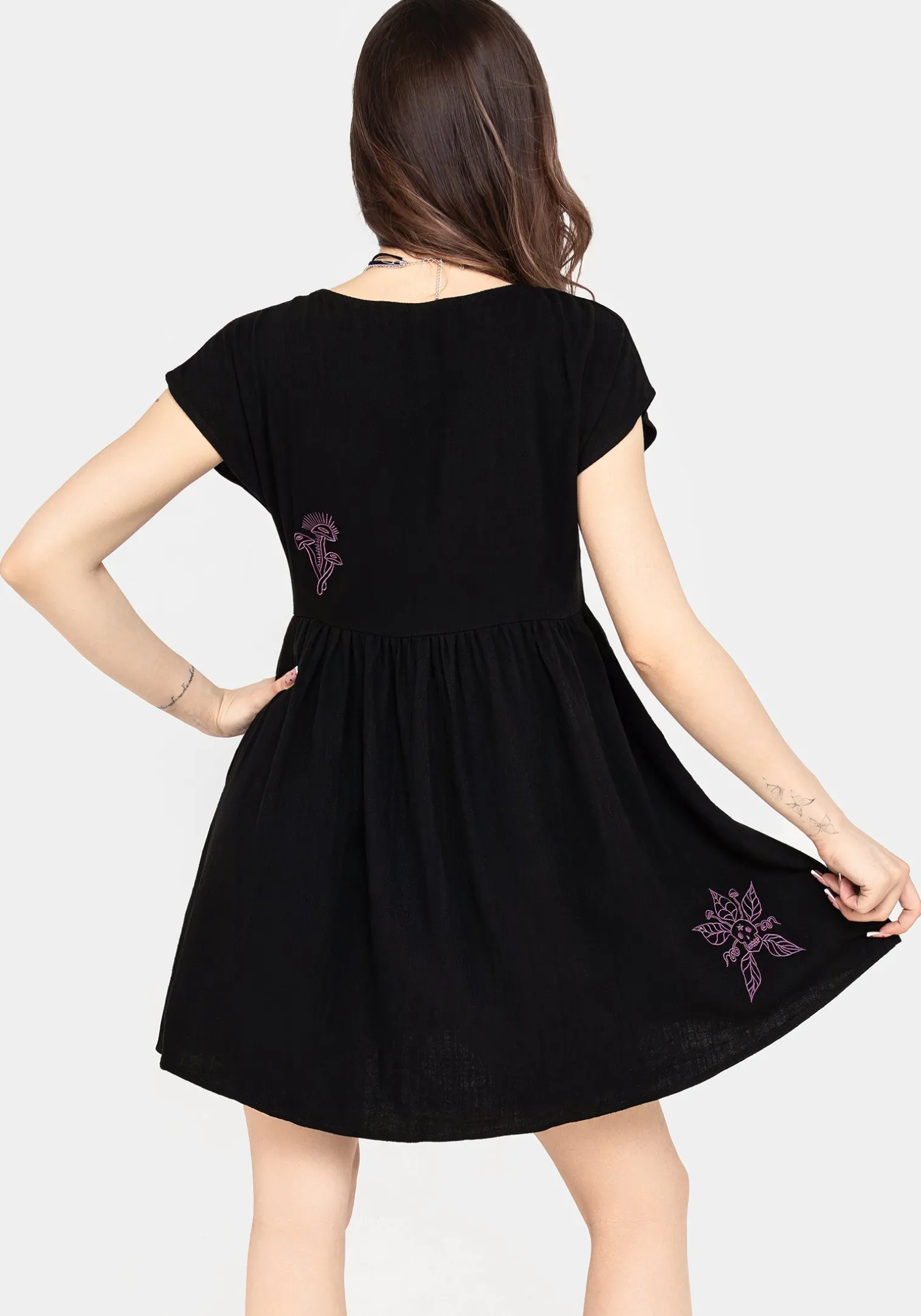 Scutellaria Embroidered Button Up Mini Dress