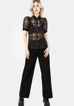 Sedona Organza Check Embroidered Button Up Shirt