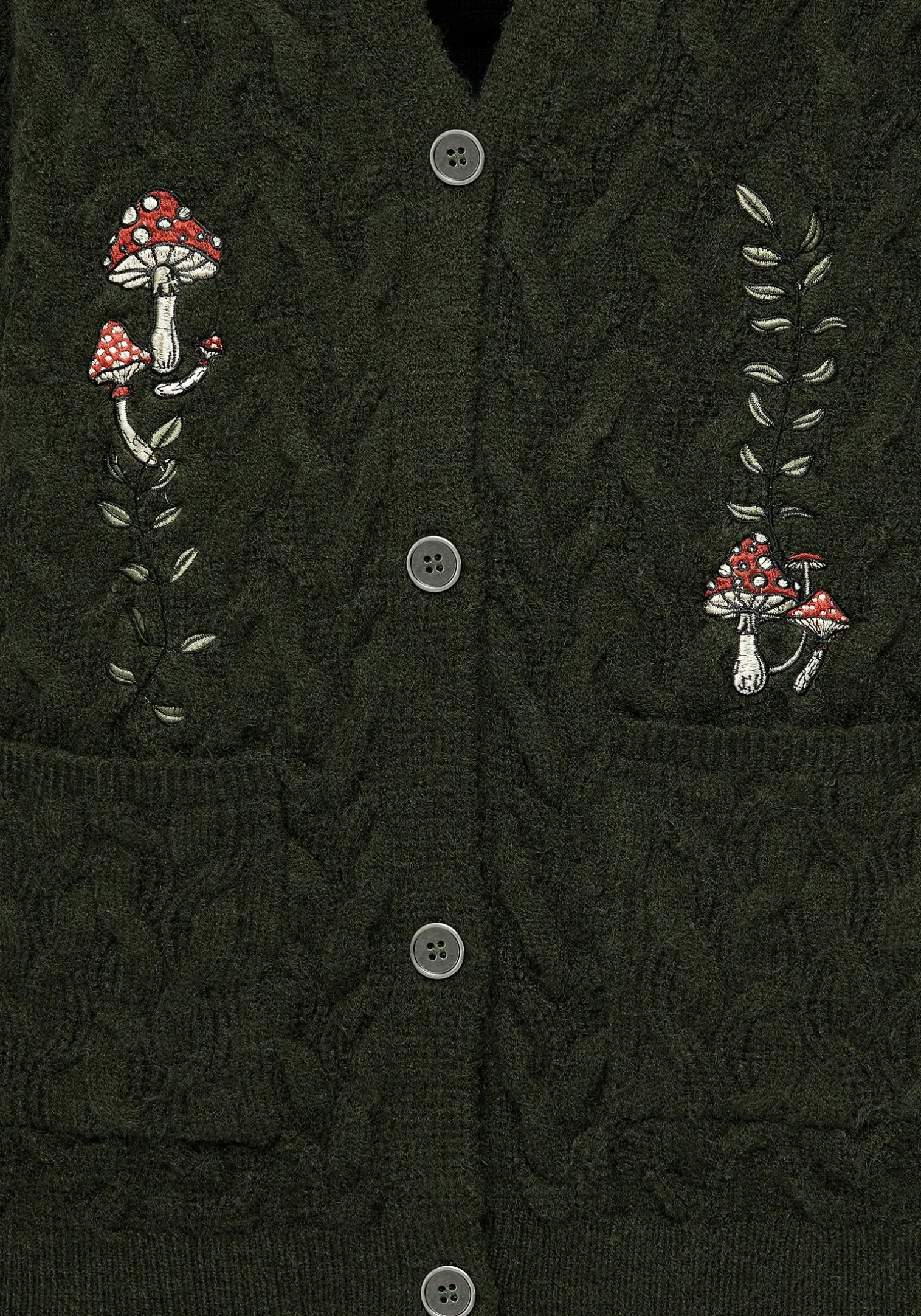 Seelie Embroidered Cable Knit Cardigan