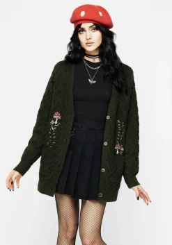 Seelie Embroidered Cable Knit Cardigan