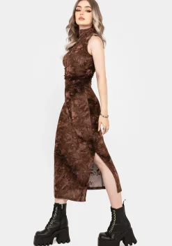 Serenade High Neck Ruched Floral Midaxi Dress