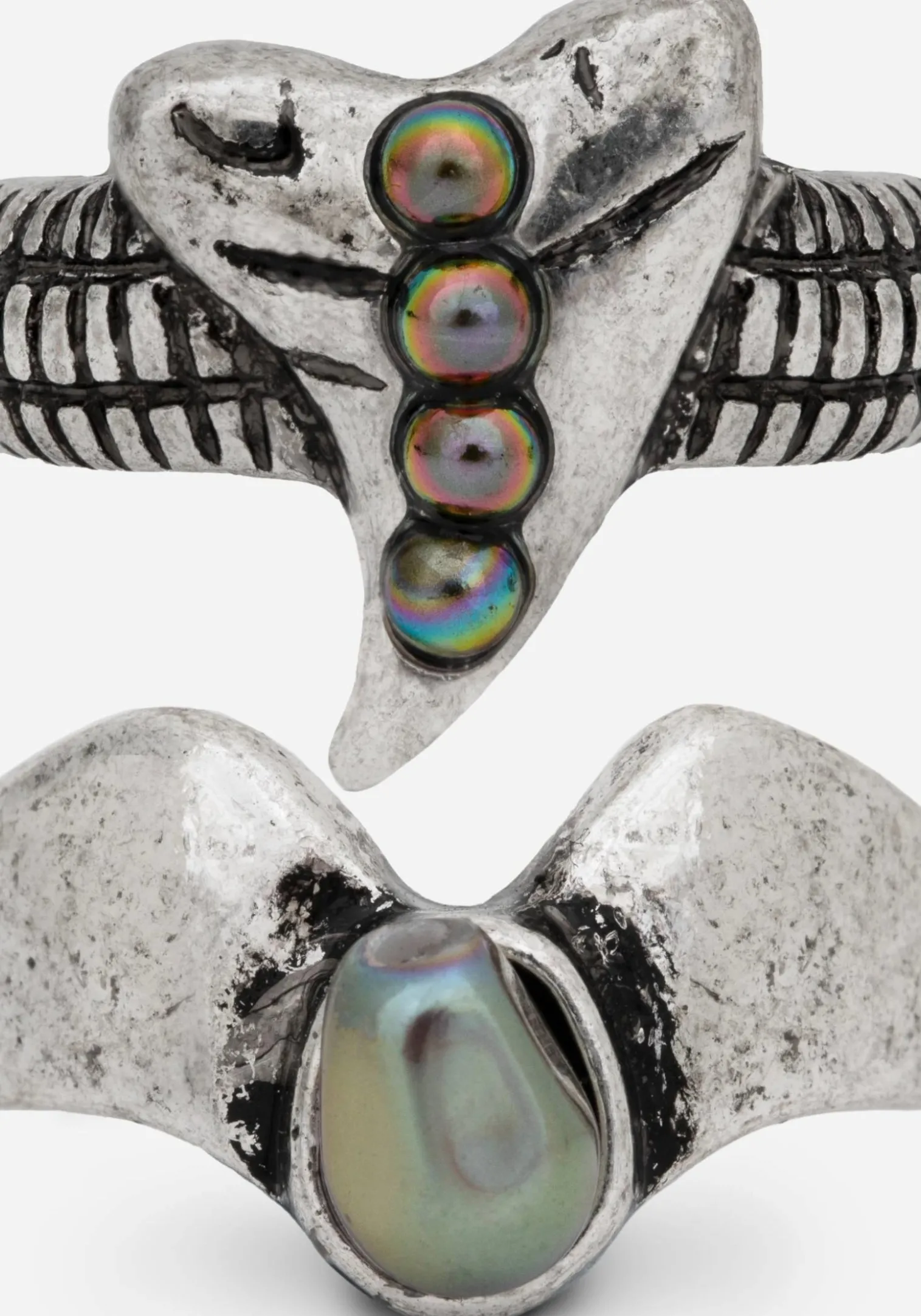 Shark Tooth Black Pearl Layered Ring Set