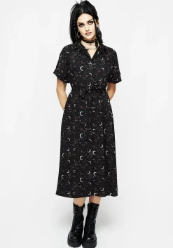 Sickle Moon Midi Shirt Dress