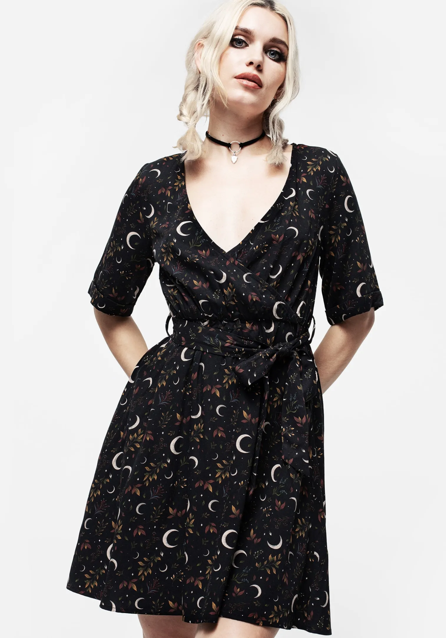 Sickle Moon Mini Wrap Dress