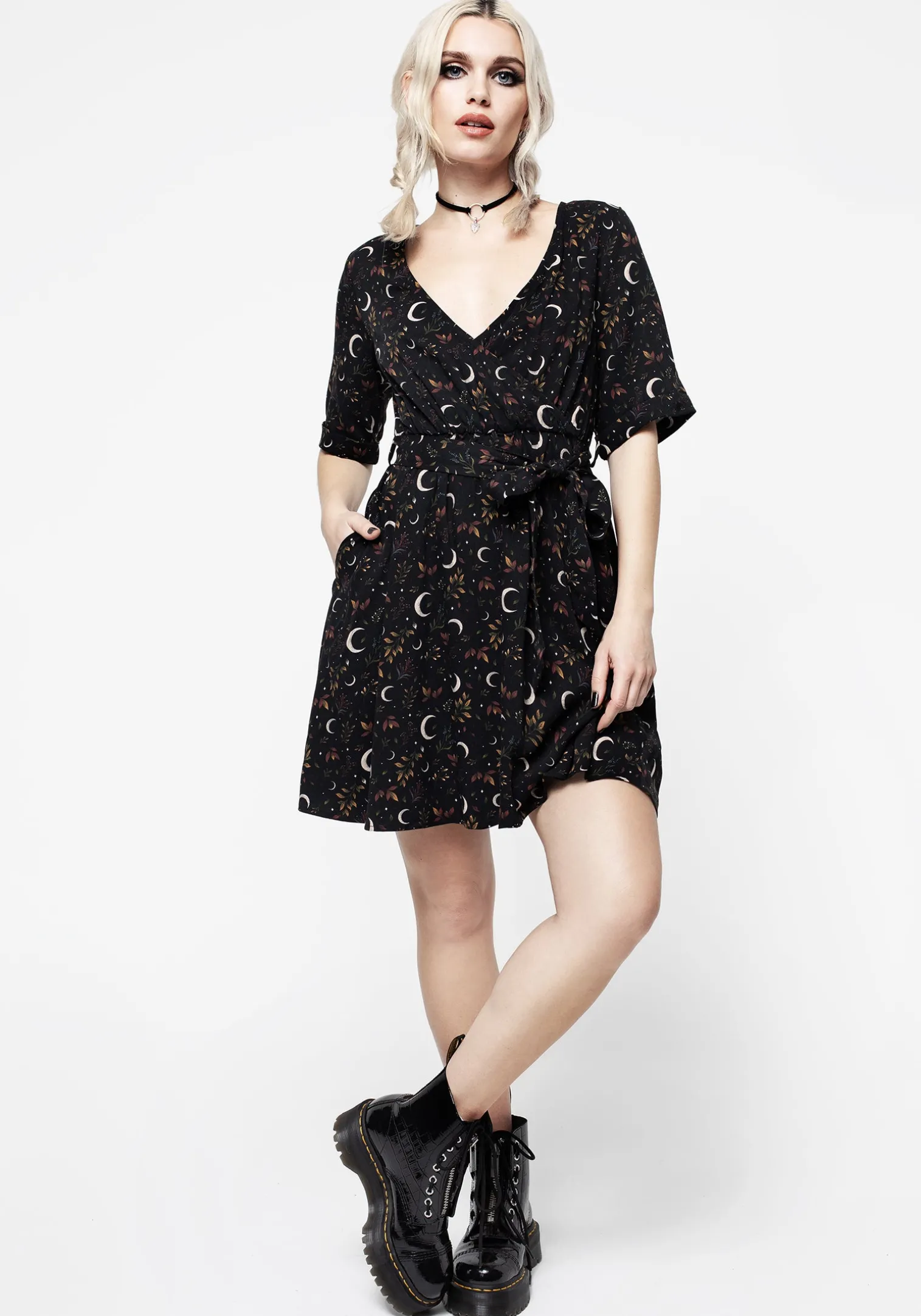 Sickle Moon Mini Wrap Dress