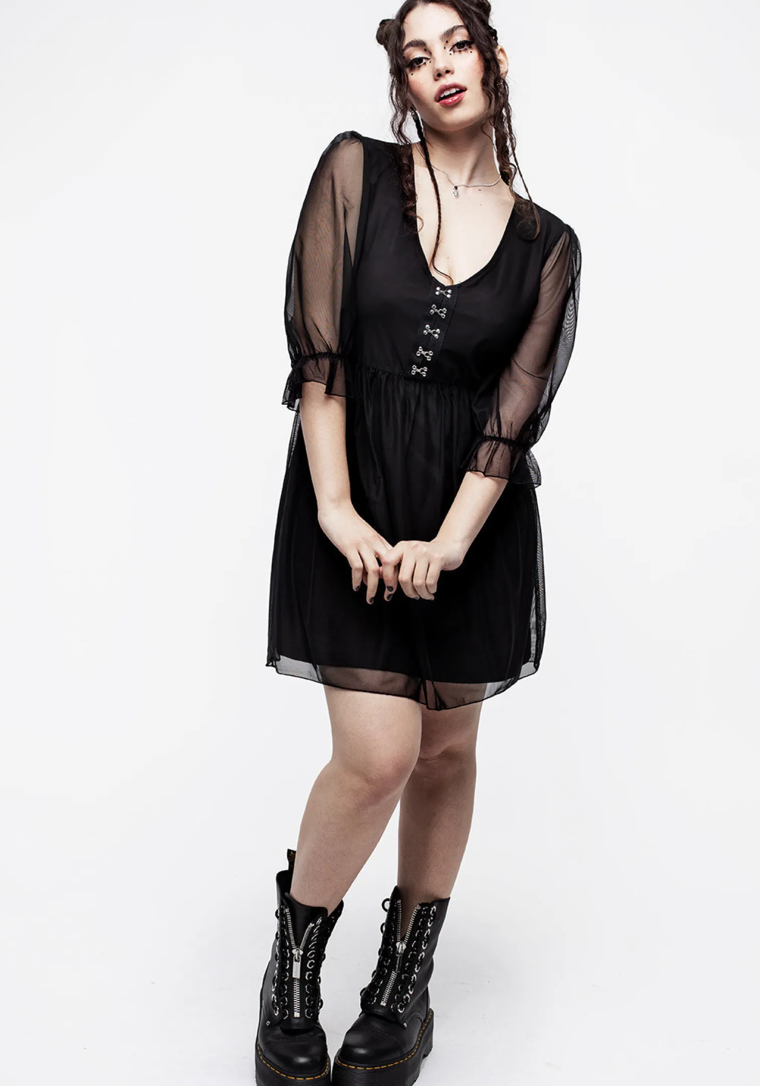 Sisterhood Ruched Hook & Eye Mini Skater Dress