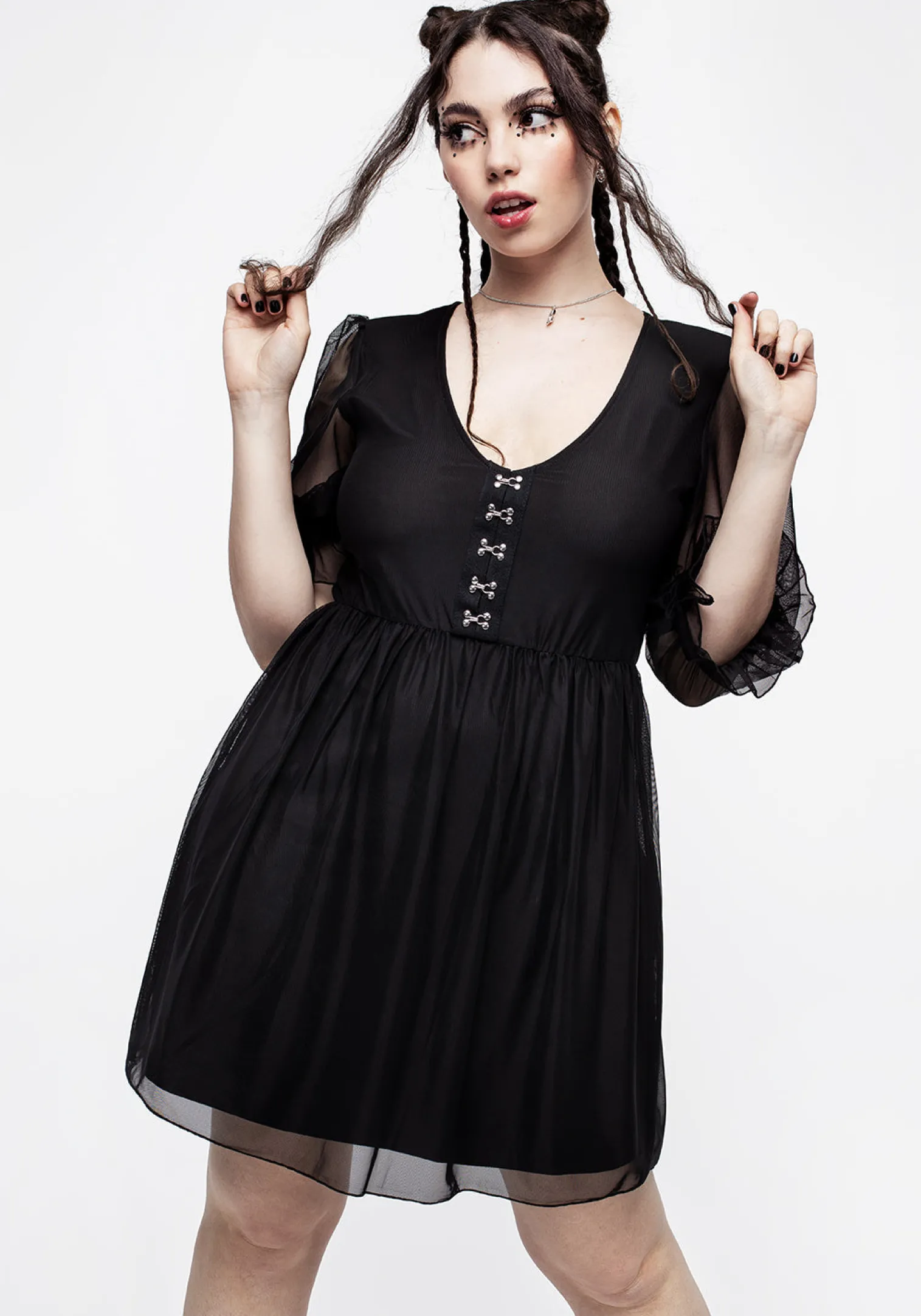 Sisterhood Ruched Hook & Eye Mini Skater Dress