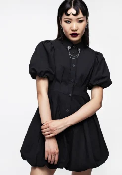 Skeleton Collar Bubble Hem Mini Dress