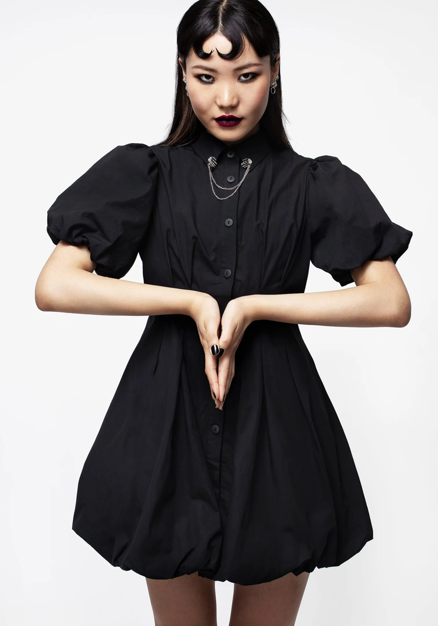 Skeleton Collar Bubble Hem Mini Dress