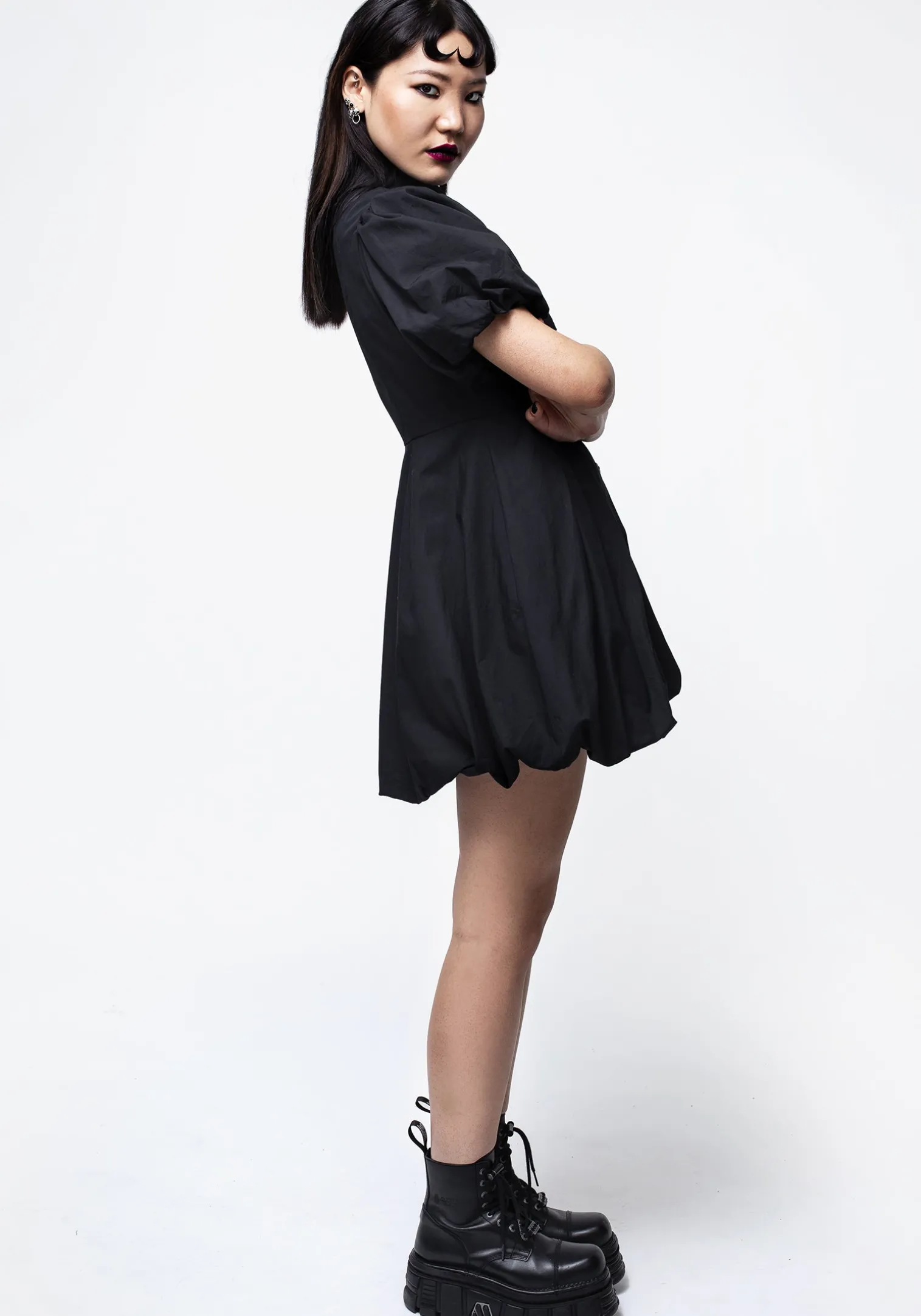 Skeleton Collar Bubble Hem Mini Dress