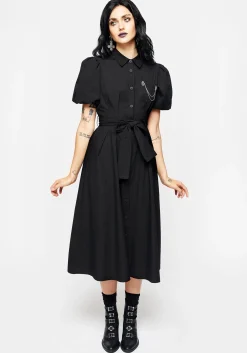 Skeleton Collar Midi Shirt Dress