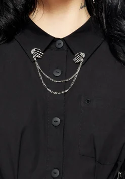 Skeleton Collar Midi Shirt Dress